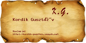 Kordik Gusztáv névjegykártya