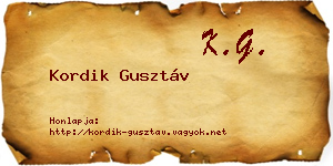 Kordik Gusztáv névjegykártya