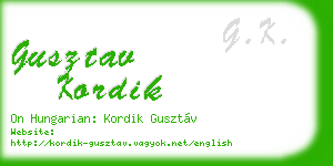 gusztav kordik business card