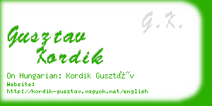 gusztav kordik business card